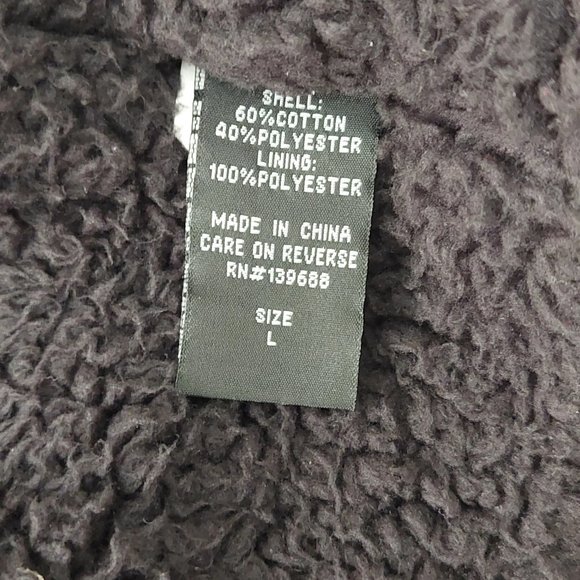 UNIVIBE Fuzzy Sherpa Lined Full Zip Jacket Grey Stripe Black Accent Men's Large - Picture 8 of 11